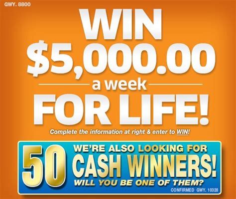 WIN $5000 a WEEK for LIFE from  .